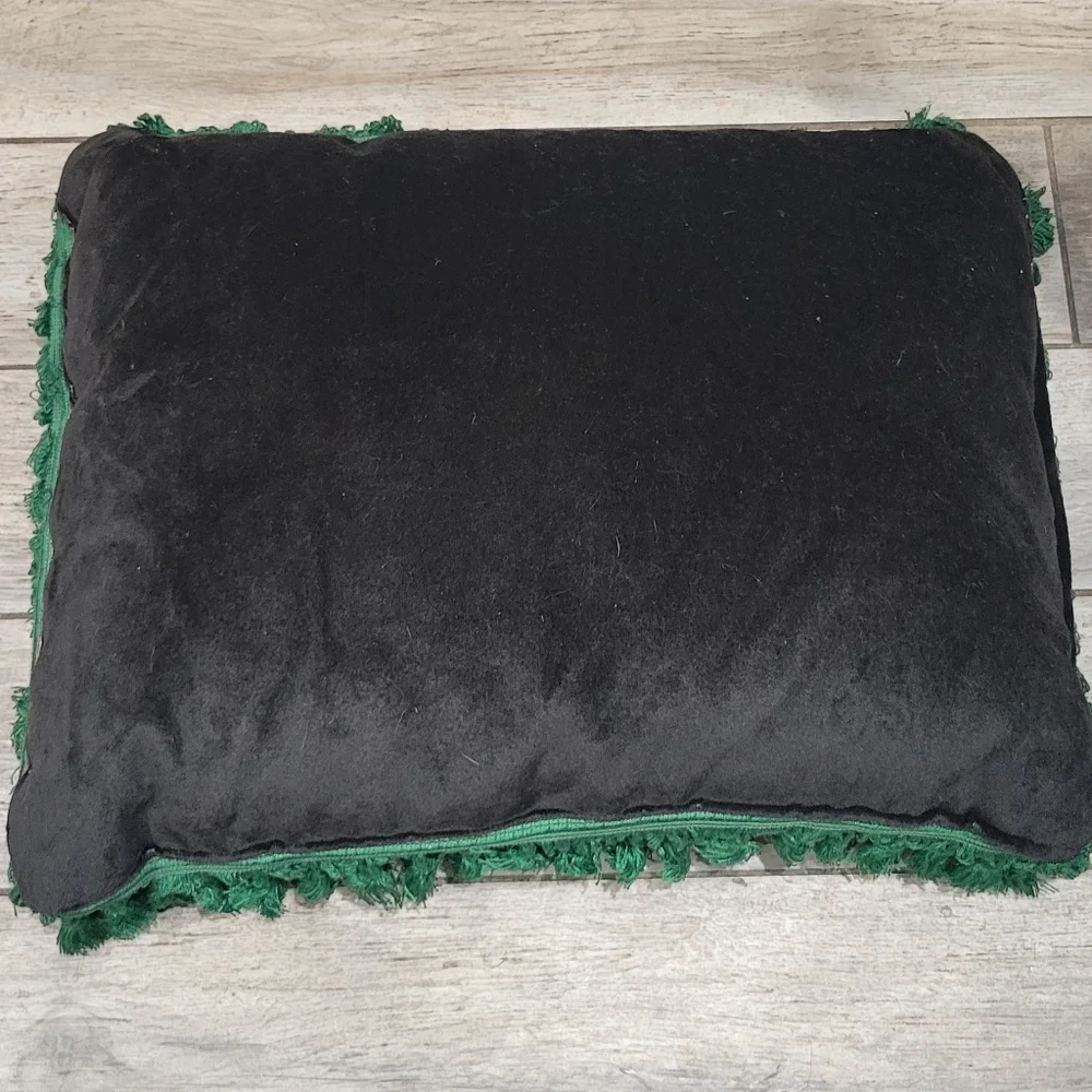 Vintage Santa Claus with Dolls Large needpoint pillow very full velvet backing